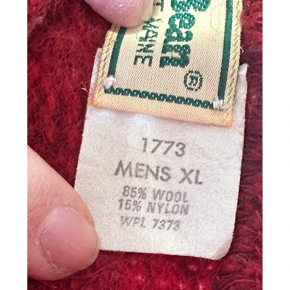 Vintage LL Bean Mens XL Red Wool Blend Mock Neck Sweater‎ 1773